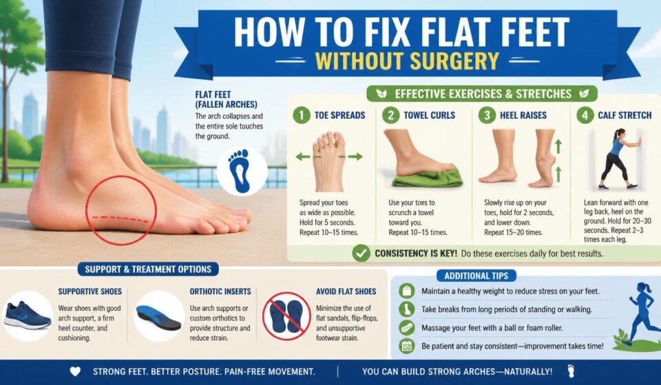 How to fix flat feet without surgery