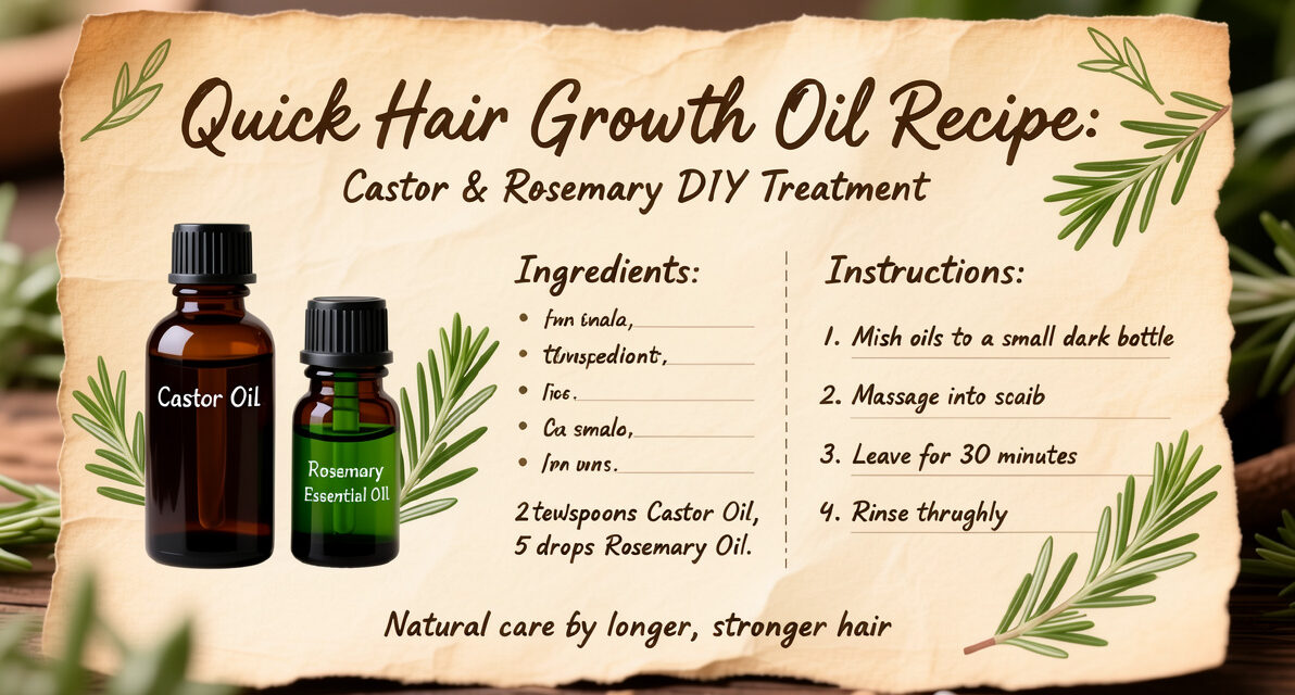 Quick Hair Growth Oil Recipe: Castor & Rosemary DIY Treatment