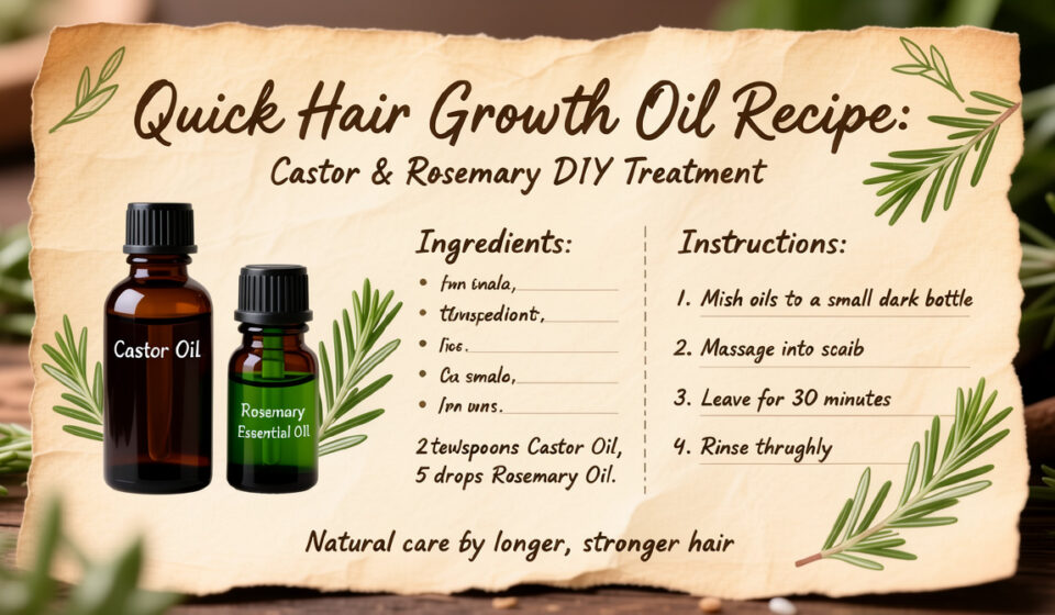 Quick Hair Growth Oil Recipe: Castor & Rosemary DIY Treatment Quick Hair Growth Oil Recipe: Castor & Rosemary DIY Treatment